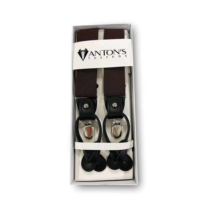 Anton's Tuxedos men's suspenders with convertible closure, ideal for wedding tuxedos, formal menswear, and classic groom attire.