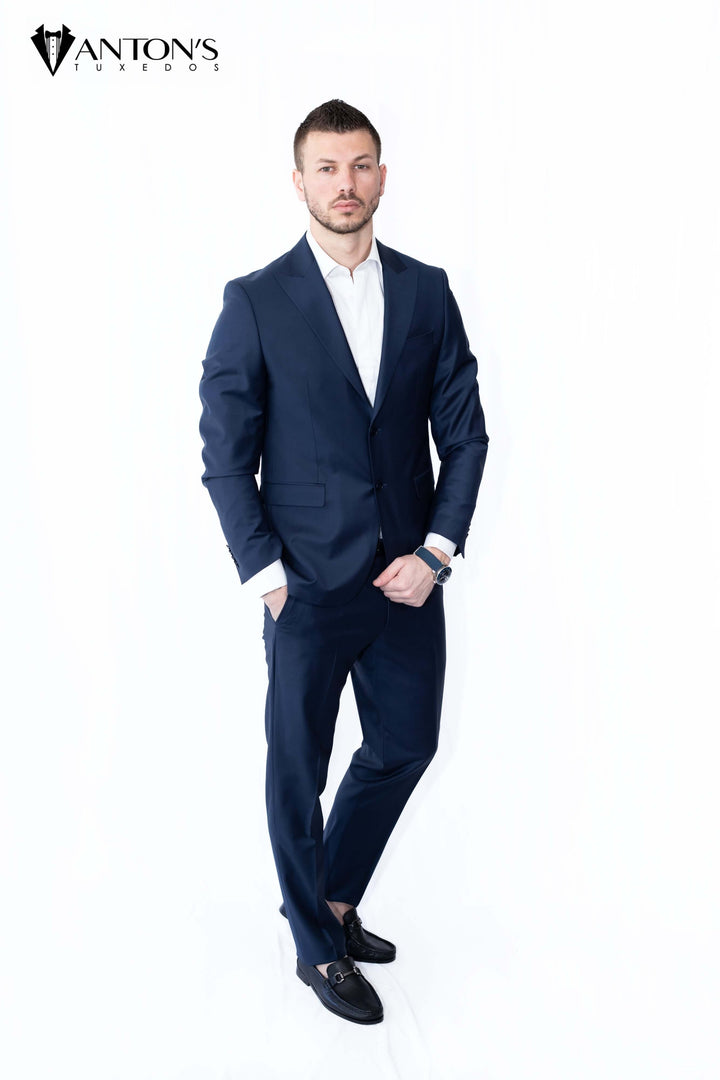 Anton's summer collection suit made from 100% Italian wool, perfect for groom attire, black tie weddings, and formal menswear.